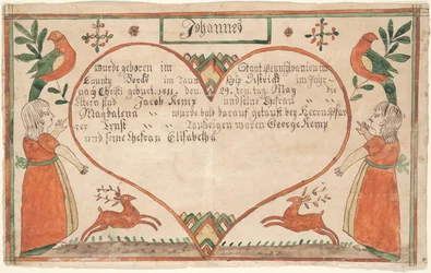 Birth and Baptismal Certificate for Johannes Kemp, illustration from 